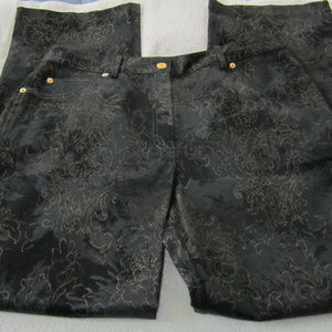 ST. JOHN SPORT Black/Gold Textured 5-Pocket Pants